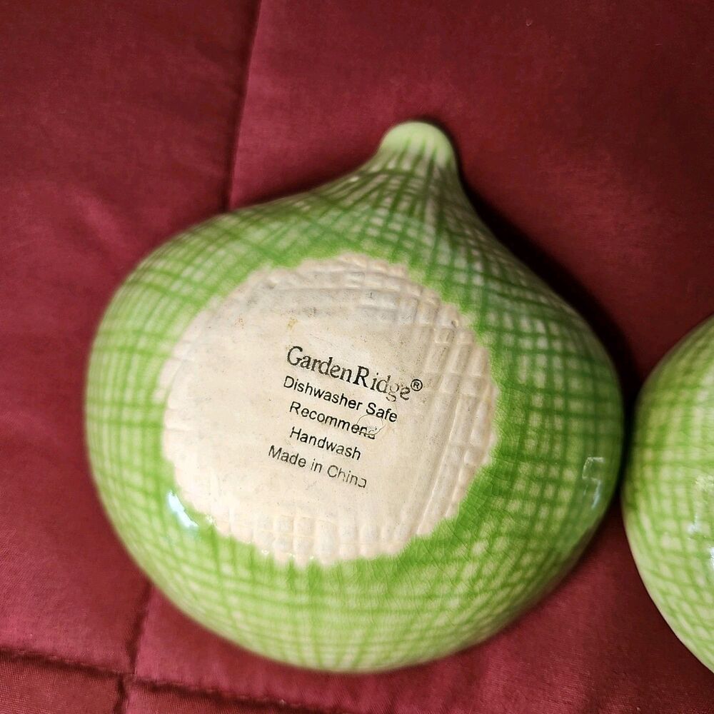 Garden Ridge Pottery Green Leaf Scalloped Ceramic Appetizer Dip Bowls Set of 4 - Picture 6 of 9